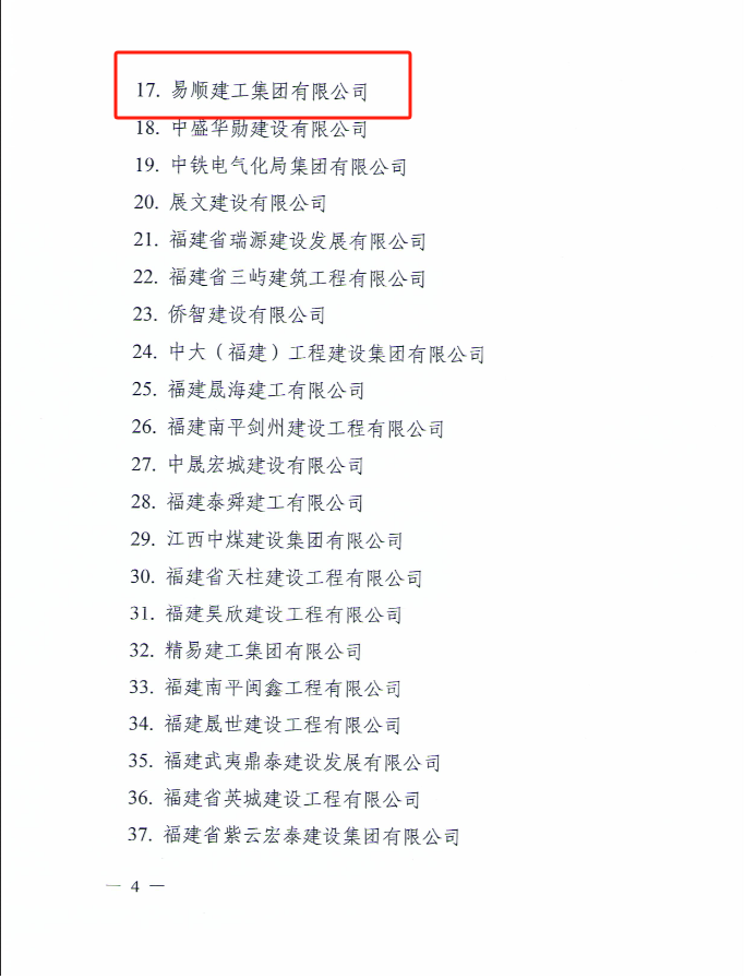 易順建工集團有限公司被南平市人民政府通報表揚！